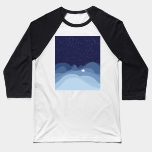 blue ocean waves,sailboat ocean stars Baseball T-Shirt